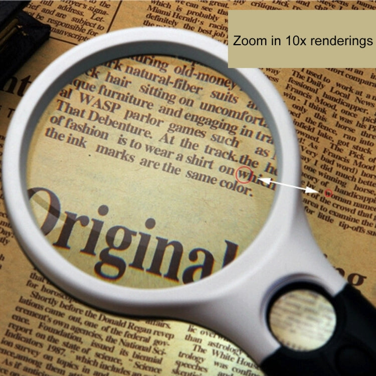 Reading Visual Magnifier with 3 LED Light, Mini Portable 3-45X Handheld Reading Visual Magnifier with 3 LED Light(White)