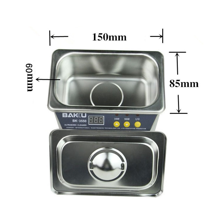 BAKU BK-3550 35W / 50W Adjustable 0.8L LCD Display Ultrasonic Cleaner, AC 220V, EU Plug