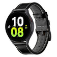For Garmin Forerunner 265 / 255 / Vivoactive 4 / Venu 2 22mm Stitching Black Buckle Genuine Leather Watch Band (Black) - Watch Bands by PMC TechLife | Online Shopping South Africa | PMC TechLife