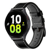 For Garmin Forerunner 265 / 255 / Vivoactive 4 / Venu 2 22mm Stitching Black Buckle Genuine Leather Watch Band (Black)