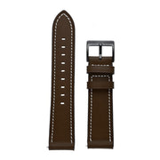 For Garmin Forerunner 265 / 255 / Vivoactive 4 / Venu 2 22mm Stitching Black Buckle Genuine Leather Watch Band (Coffee)