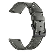 For Garmin Forerunner 265 / 255 / Vivoactive 4 / Venu 2 22mm Stitching Black Buckle Genuine Leather Watch Band (Grey)