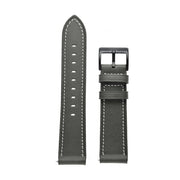 For Garmin Forerunner 265 / 255 / Vivoactive 4 / Venu 2 22mm Stitching Black Buckle Genuine Leather Watch Band (Grey)
