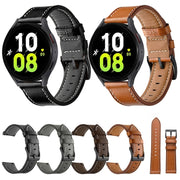 For Garmin Forerunner 265 / 255 / Vivoactive 4 / Venu 2 22mm Stitching Black Buckle Genuine Leather Watch Band (Brown)