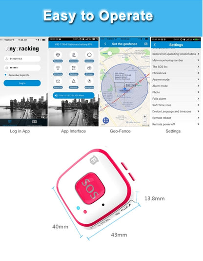 REACHFAR V28 Necklace Style GSM Mini LBS WiFi AGPS Tracker SOS Communicator(Blue) - free shipping - PMC Jewellery - Order now!