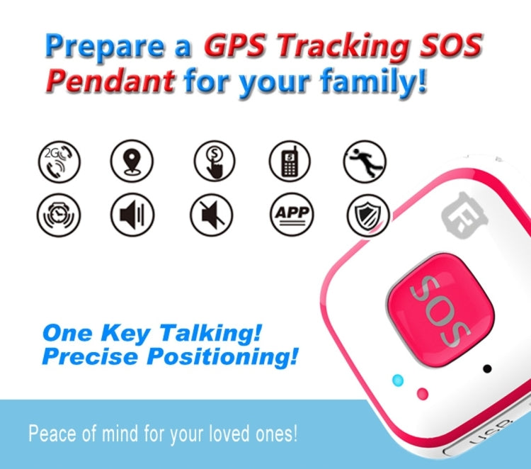 REACHFAR V28 Necklace Style GSM Mini LBS WiFi AGPS Tracker SOS Communicator(Blue) - free shipping - PMC Jewellery - Order now!