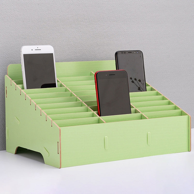 Wooden Multi-cell Mobile Phone Film Stand Desktop Display Rack, 30 Grids, Size: 31.5x23.5x18.5cm (Green) - free shipping - PMC TechLife - Order now!