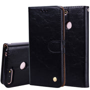 Business Style Oil Wax Texture Horizontal Flip Leather Case for Huawei Honor 7A (with fingerprint hole), with Holder & Card Slots & Wallet(Black)