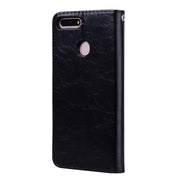 Business Style Oil Wax Texture Horizontal Flip Leather Case for Huawei Honor 7A (with fingerprint hole), with Holder & Card Slots & Wallet(Black)