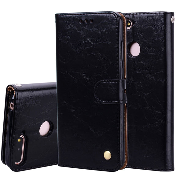 Business Style Oil Wax Texture Horizontal Flip Leather Case for Huawei Honor 7A (with fingerprint hole), with Holder & Card Slots & Wallet(Black)