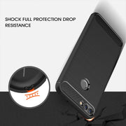 For Huawei  P smart / Enjoy 7S Brushed Texture Carbon Fiber Shockproof TPU Protective Back Case (Black)