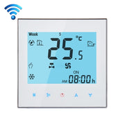 LCD Display Air Conditioning 2-Pipe Programmable Room Thermostat for Fan Coil Unit, Supports Wifi(White)