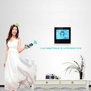 LCD Display Air Conditioning 2-Pipe Programmable Room Thermostat for Fan Coil Unit, Supports Wifi(Black)