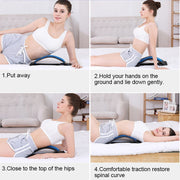Lumbar Traction Stretching Device Posture Corrector Waist Support Spine Pain Relief Back Massage Stretcher(Black Red)