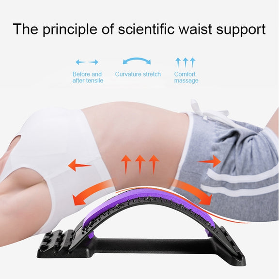 Lumbar Traction Stretching Device Posture Corrector Waist Support Spine Pain Relief Back Massage Stretcher(Red + White)