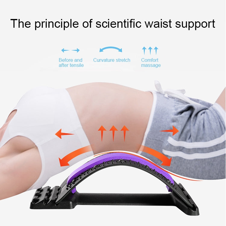 Lumbar Traction Stretching Device Posture Corrector Waist Support Spine Pain Relief Back Massage Stretcher(White + Green)