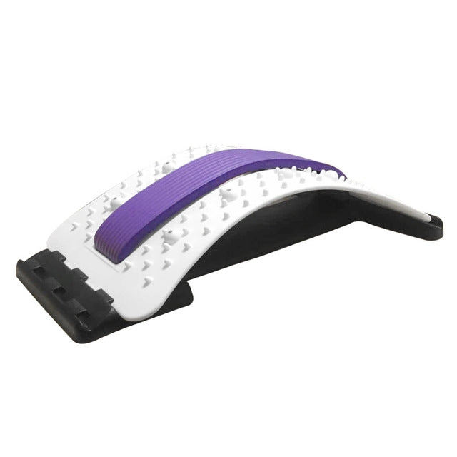 Lumbar Traction Stretching Device Posture Corrector Waist Support Spine Pain Relief Back Massage Stretcher(White + Purple) - free shipping - PMC TechLife - Order now!