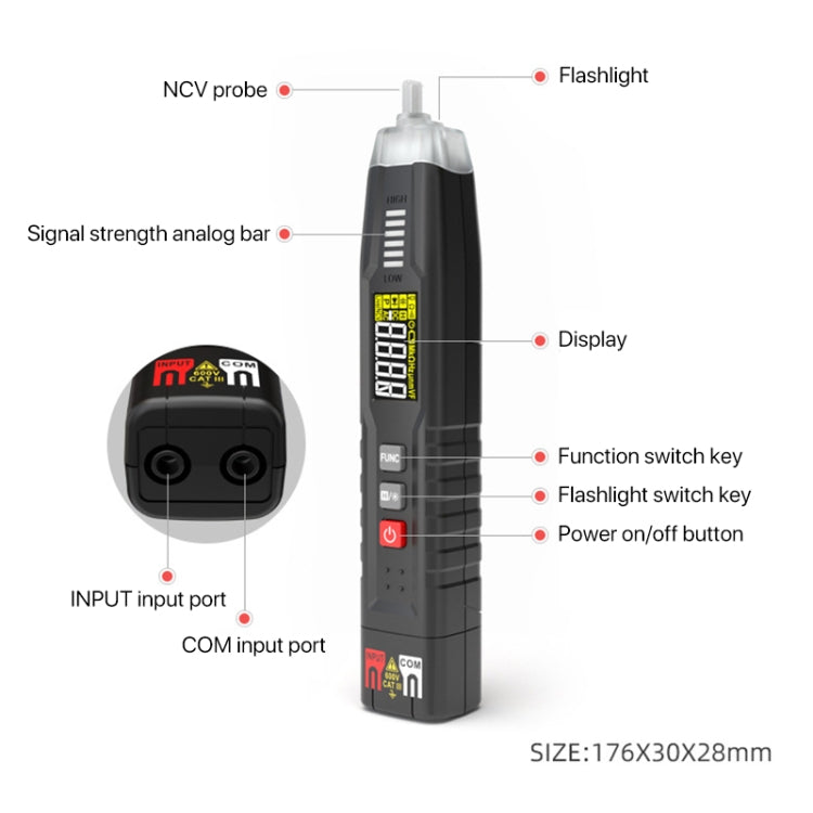 HABOTEST HT122 Multi-function Phase Sequence Digital Multimeter Smart Electricity Test Pen