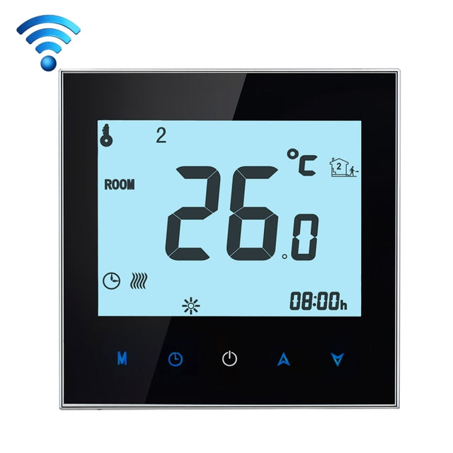 BHT-1000-GA-WIFI 3A Load Water Heating Type Touch LCD Digital WiFi Heating Room Thermostat, Display Clock / Temperature / Periods / Time / Week / Heat etc.(Black)