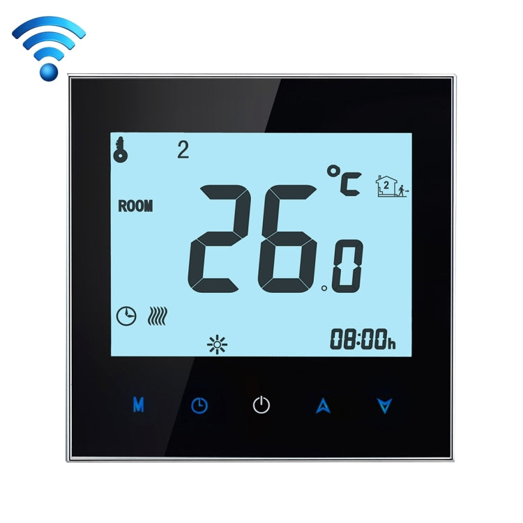 BHT-1000-GB-WIFI 16A Load Electronic Heating Type Touch LCD Digital WiFi Heating Room Thermostat with Sensor, Display Clock / Temperature / Periods / Time / Week / Heat etc.(Black) - Indoor Thermometer by PMC TechLife | Online Shopping South Africa | PMC TechLife