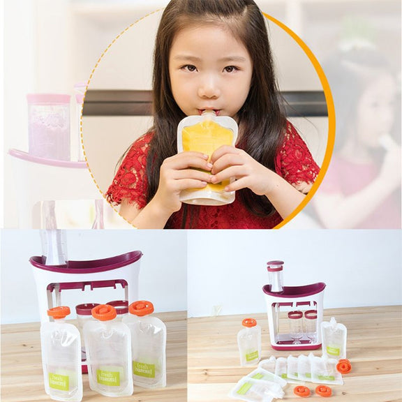 Multi-function Home Kitchen Manual Baby Food Storage Bag Dispenser Children Puree Squeezer