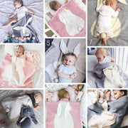 Rabbit Pattern Stereoscopic Ears Baby Knitted Blanket(Grey)