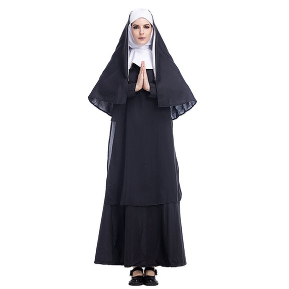 Halloween Costume Women Nun Missionary Cosplay Clothing, Size:L, Bust:108cm, Dress Length:144cm, Shoulder Width:40cm