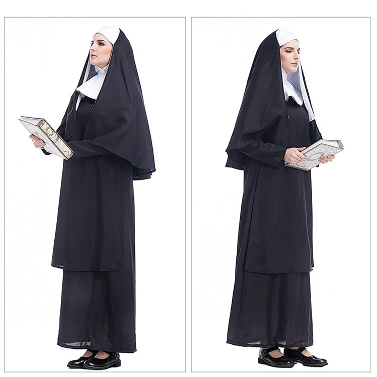 Halloween Costume Women Nun Missionary Cosplay Clothing, Size:L, Bust:108cm, Dress Length:144cm, Shoulder Width:40cm - free shipping - PMC TechLife - Order now!