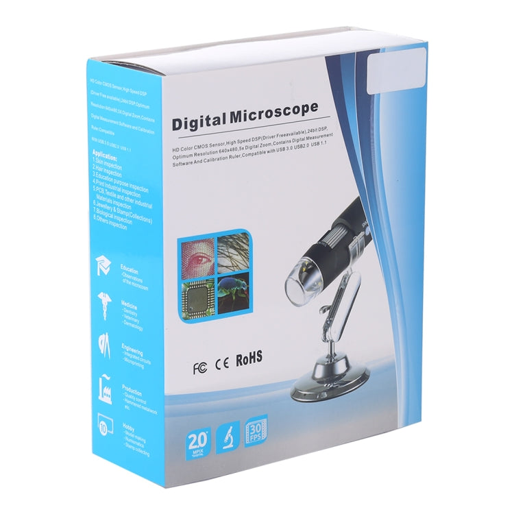 USB Magnifier HD 0.3MP Image Sensor 2560x1920P USB Digital Microscope with 8 LED & Professional Stand - free shipping - PMC Jewellery - Order now!