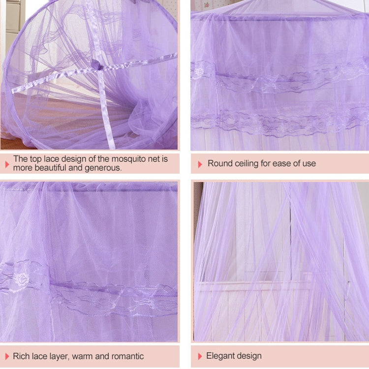 Household Circular Suspended Ceiling Mosquito Net Princess Tents(Light Purple)