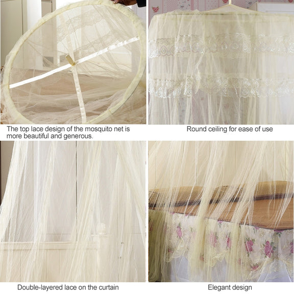 Household Circular Suspended Ceiling Mosquito Net Princess Tents(White)