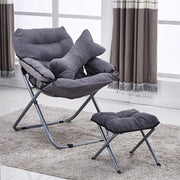 Creative Lazy Folding Sofa Living Room Single Sofa Chair Tatami Lounge Chair with Footrest / Pillow(Grey)