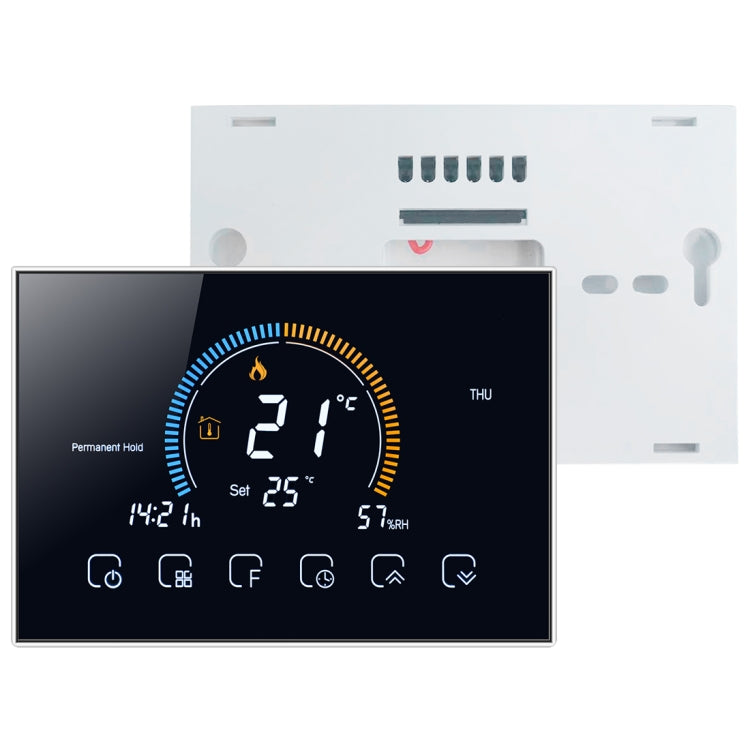 BHT-8000-GA Control Water Heating Energy-saving and Environmentally-friendly Smart Home Negative Display LCD Screen Round Room Thermostat without WiFi(Black)