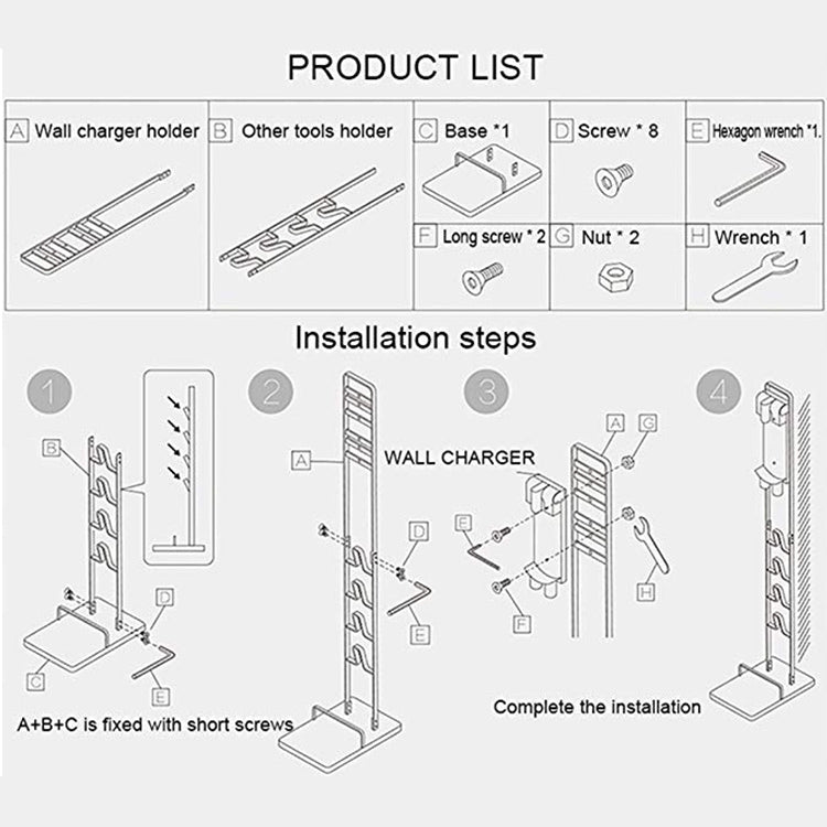 Home Vacuum Cleaner Hanger Storage Rack Free Punching for Dyson V6 V7 V8 V10(Black)