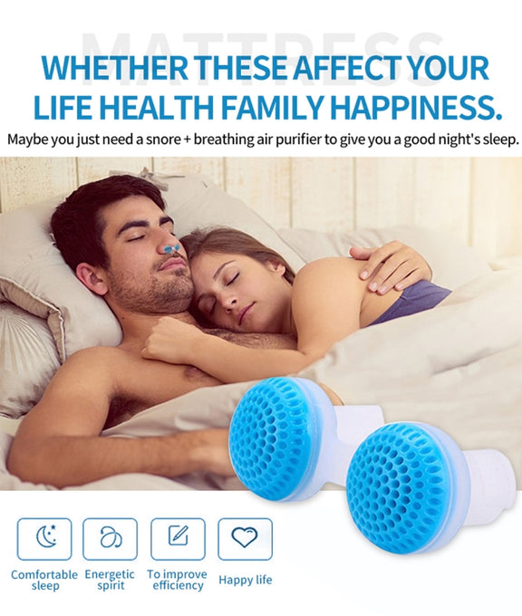 2 PCS 2 in 1 ABS Silicone Anti Snoring Air Purifier(White)