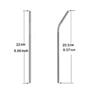 4pcs Reusable Stainless Steel Drinking Straw + Cleaner Brush Set Kit,  215*6mm(Rose Gold)