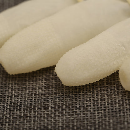 100pcs / Pack Antistatic Antislip Durable Fingertips Latex Protective Gloves, Size: M, 2.6*6.3cm(Khaki) - free shipping - PMC Jewellery - Order now!