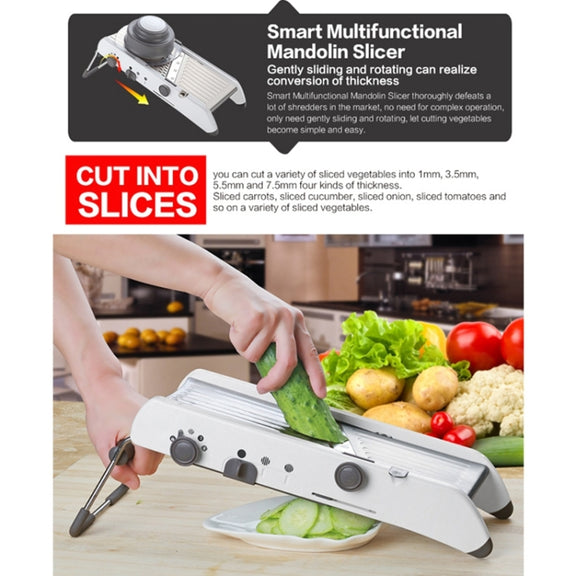 CZ-01 Multifunctional Household Stainless Steel Manual Vegetable Cutting Machine Carrot Potato Grater (Silver)