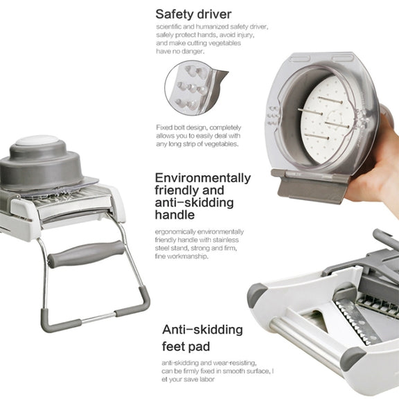 CZ-01 Multifunctional Household Stainless Steel Manual Vegetable Cutting Machine Carrot Potato Grater (Silver)
