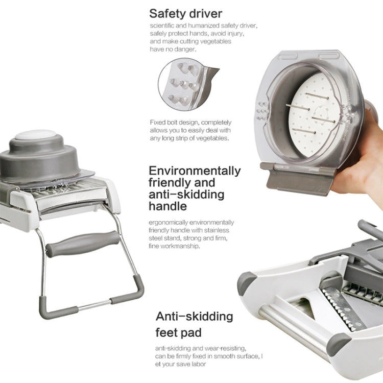 CZ-01 Multifunctional Household Stainless Steel Manual Vegetable Cutting Machine Carrot Potato Grater (Silver)
