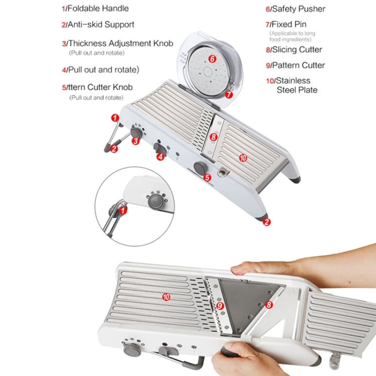 CZ-01 Multifunctional Household Stainless Steel Manual Vegetable Cutting Machine Carrot Potato Grater (Silver)