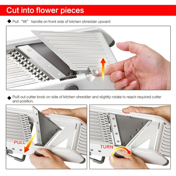 CZ-01 Multifunctional Household Stainless Steel Manual Vegetable Cutting Machine Carrot Potato Grater (Silver)