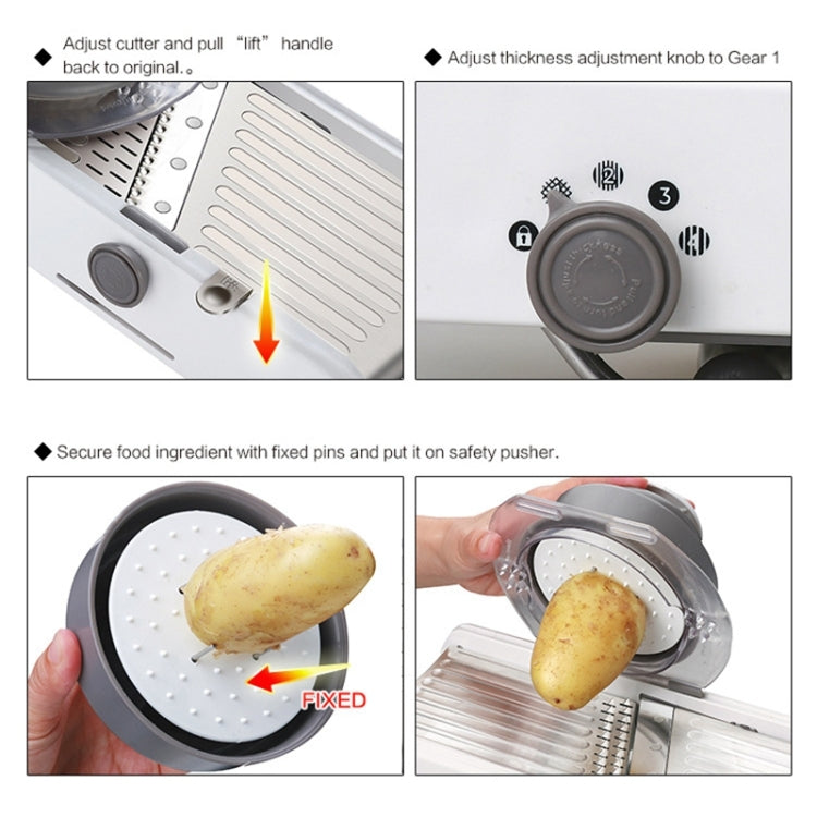 CZ-01 Multifunctional Household Stainless Steel Manual Vegetable Cutting Machine Carrot Potato Grater (Silver)