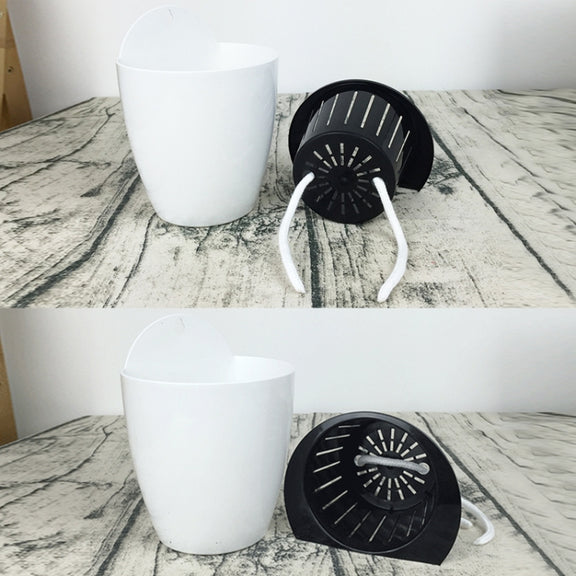 Self-Watering Planter Grow Plants Lazy Flower Pots Wall-hanging Round Resin Plastic Flower Pots, Size: 18x12.5x16cm(Black)