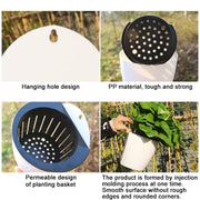 Self-Watering Planter Grow Plants Lazy Flower Pots Wall-hanging Round Resin Plastic Flower Pots, Size: 18x12.5x16cm(Black)