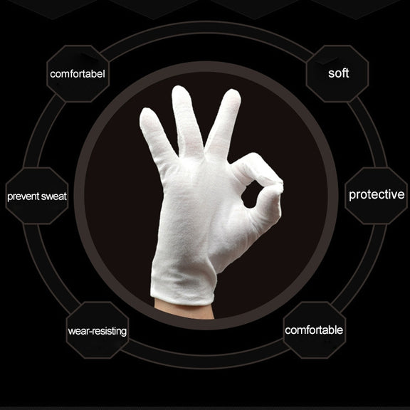 12 Pairs Pure Cotton Working Gloves, Medium Thick Size���Free Size