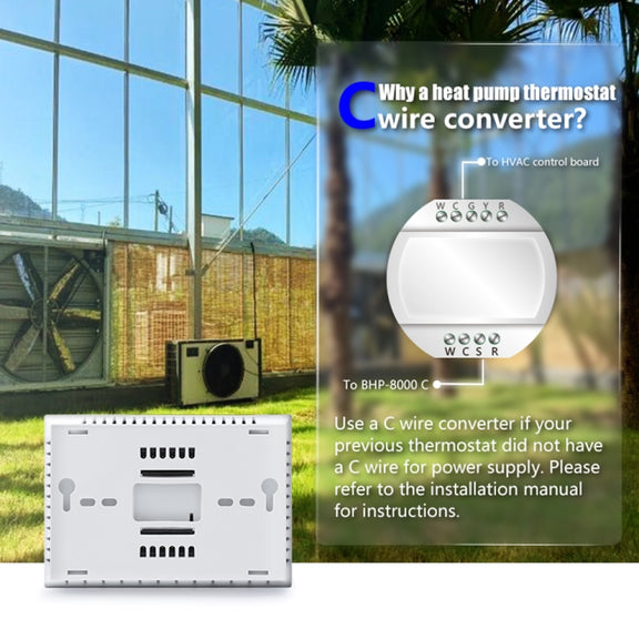 BHP-8000-WIFI-SS 3H2C Smart Home Heat Pump Round Room Brushed Mirror Housing Thermostat with WiFi, AC 24V