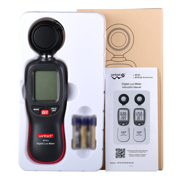 Wintact WT81 Digital Light Lux Meter for Factory / School / House Various Occasion, Range: 0-200,000 Lux (Black) - free shipping - PMC TechLife - Order now!