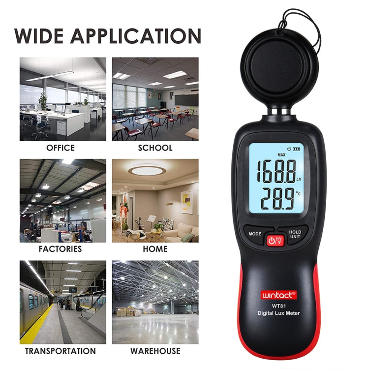 Wintact WT81 Digital Light Lux Meter for Factory / School / House Various Occasion, Range: 0-200,000 Lux (Black) - free shipping - PMC TechLife - Order now!