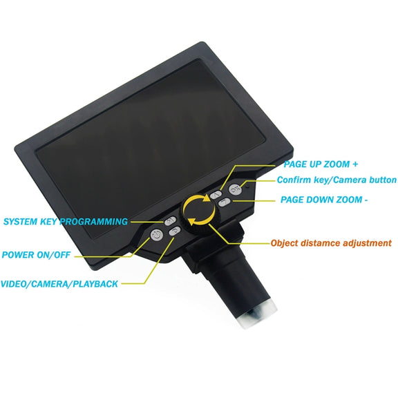 G1200 7 inch LCD Screen 1200X Portable Electronic Digital Desktop Stand Microscope, US Plug